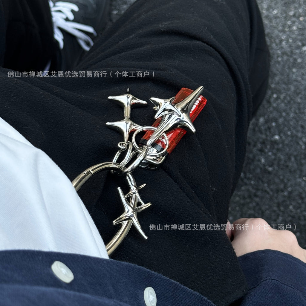 Star Lighter Keychain – Cool Silver 4-Point Star Design