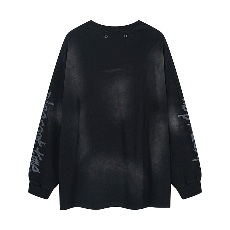 YAVIORA distressed tee with patchwork embroidery