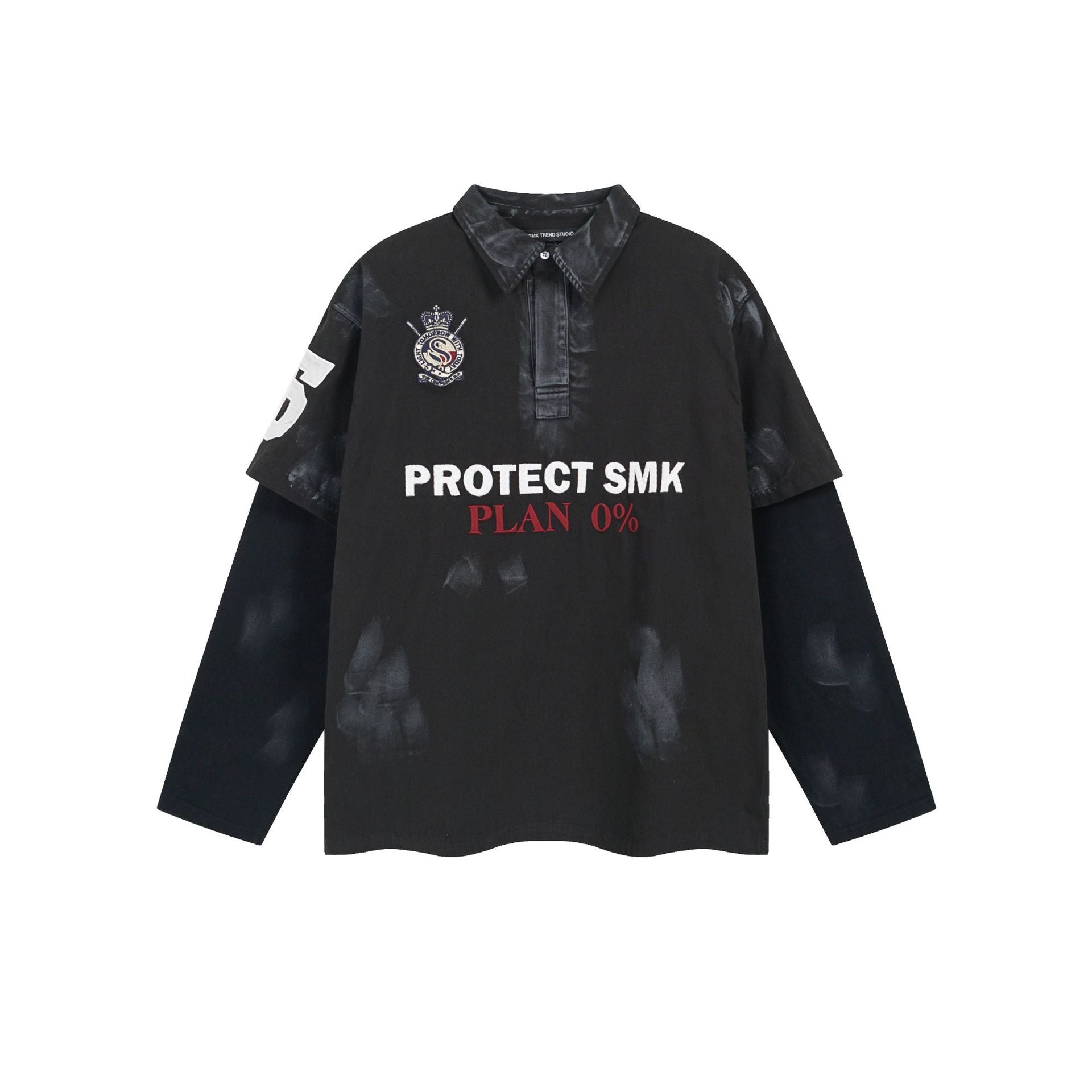 YAVIORA faux two-piece embroidered polo shirt