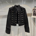 Y2K Classic Metal Ripped Button Washed Denim Jacket