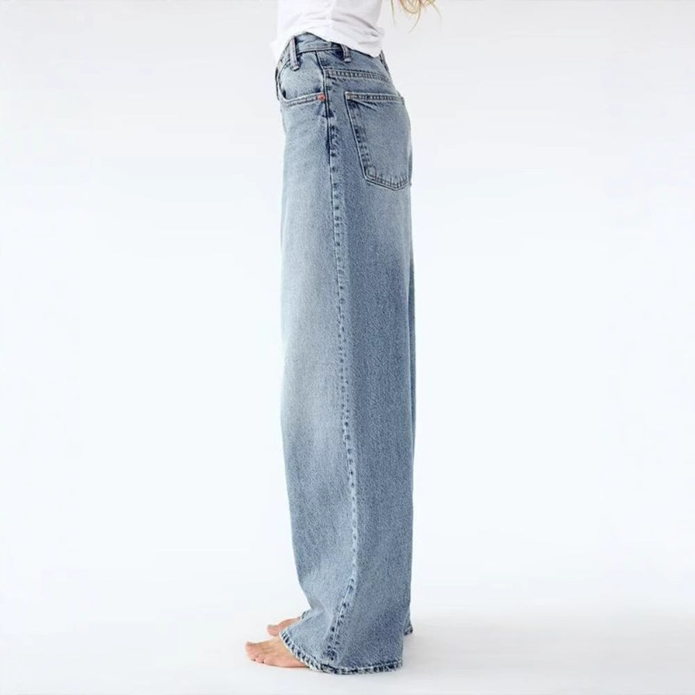 Y2K Casual Fashion Washed Jeans with Irregular Design