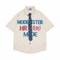 YAVIORA Letter Print Tie Shirt