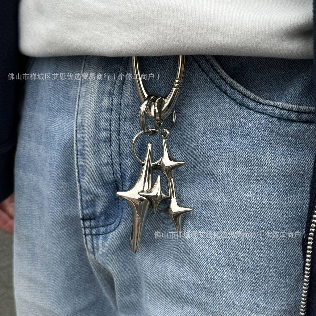 Star Lighter Keychain – Cool Silver 4-Point Star Design
