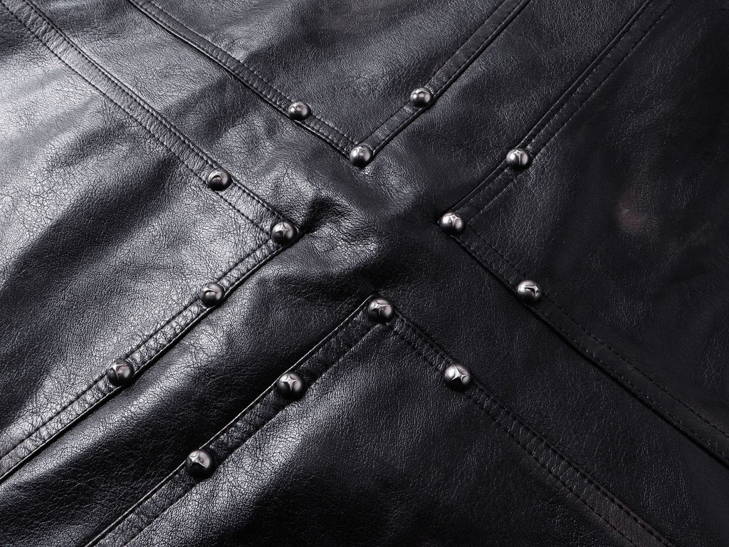 YAVIORA Riveted PU Leather Motorcycle Jacket
