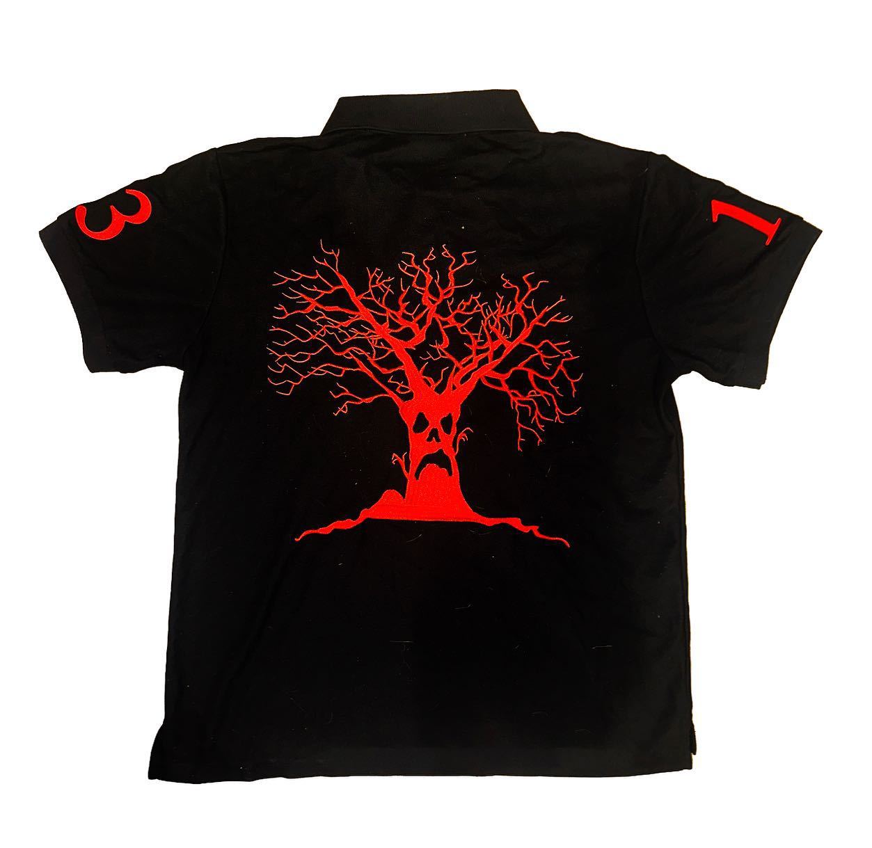 Fully embroidered Halloween pumpkin-head polo shirt
