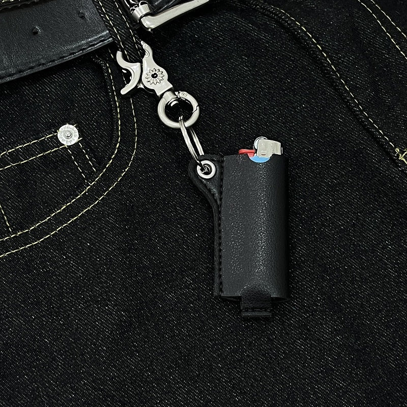 Vintage Leather Lighter Holder Keychain