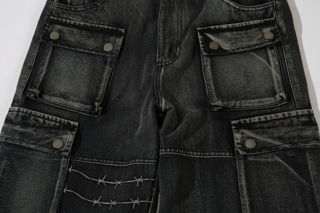 YAVIORA Multi-Pocket Workwear Denim Jeans