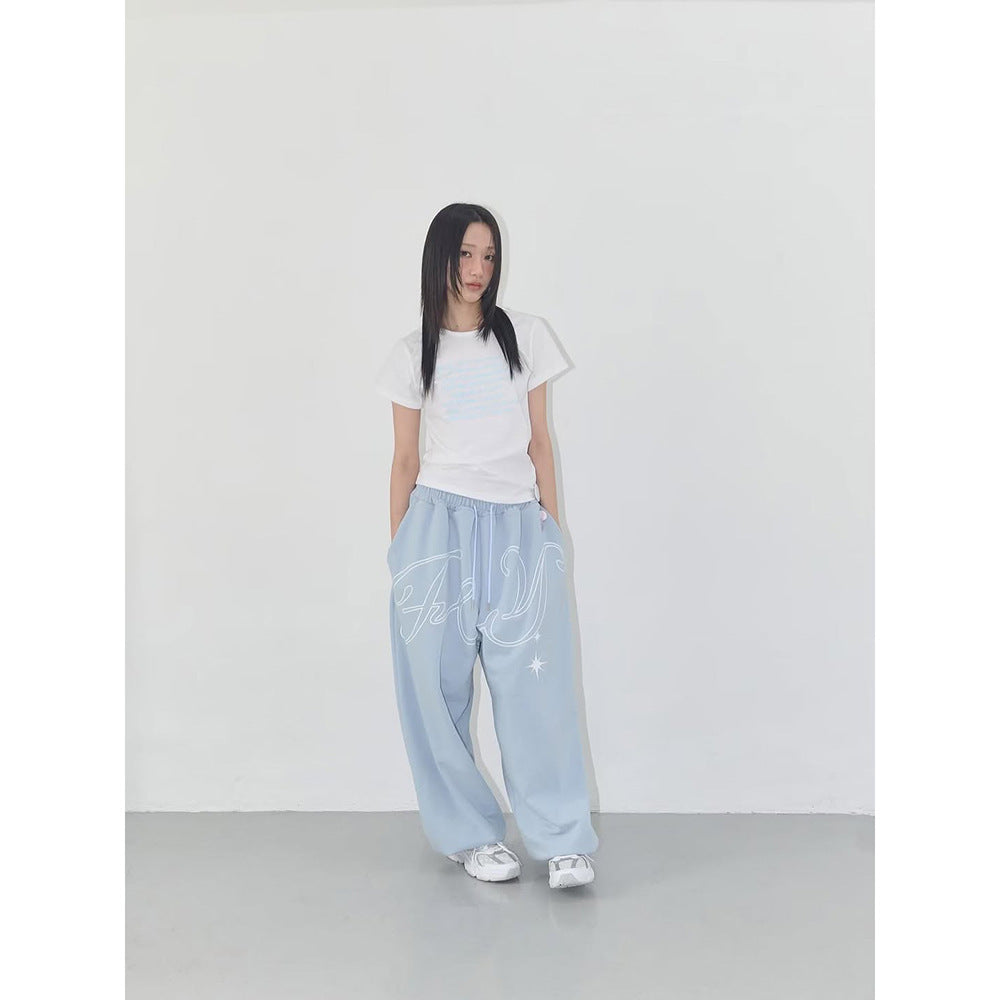 "Hot Girl" Style Sequin-Wing Sweatshirt and Pants Set