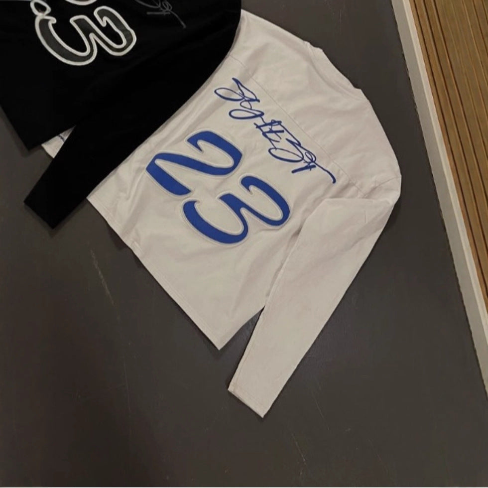 Y2K Hip-Hop Style Crewneck T-Shirt with Puff-Print Number 23