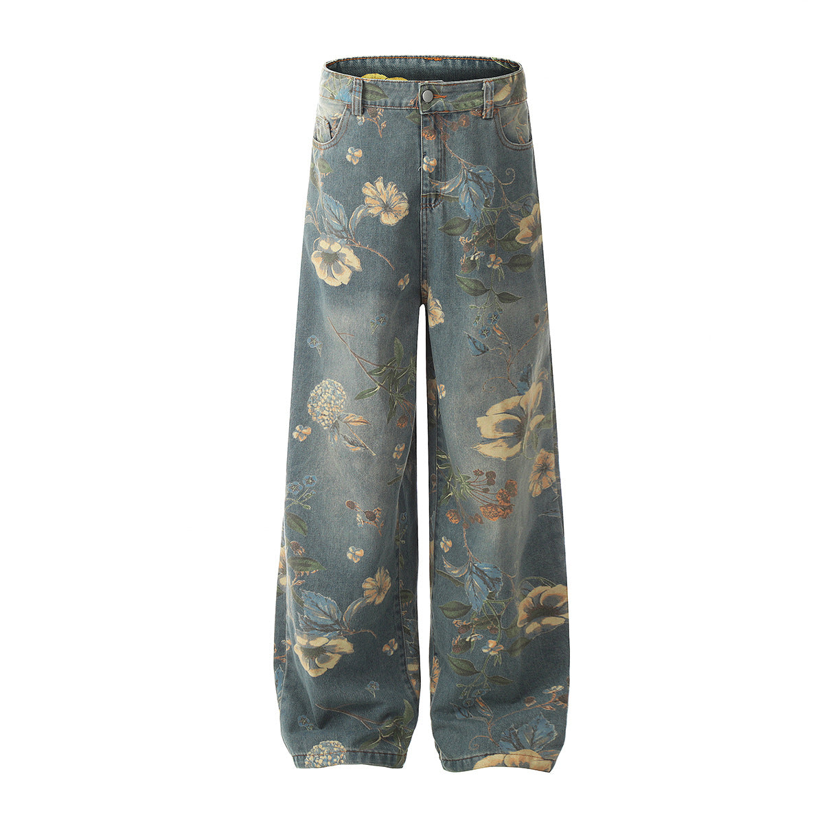 YAVIORA Retro Floral Print Jeans