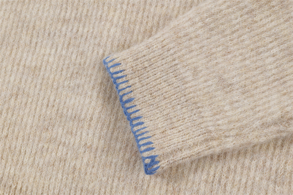 YAVIORA Contrast Stitch Sweater