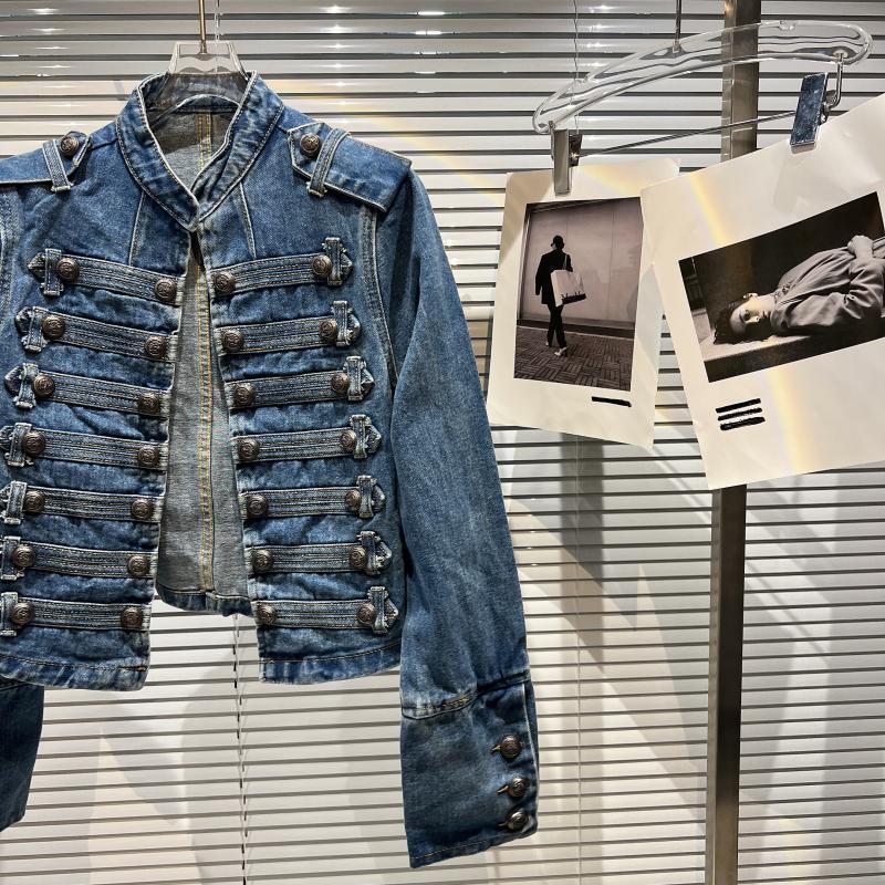 Y2K Classic Metal Ripped Button Washed Denim Jacket