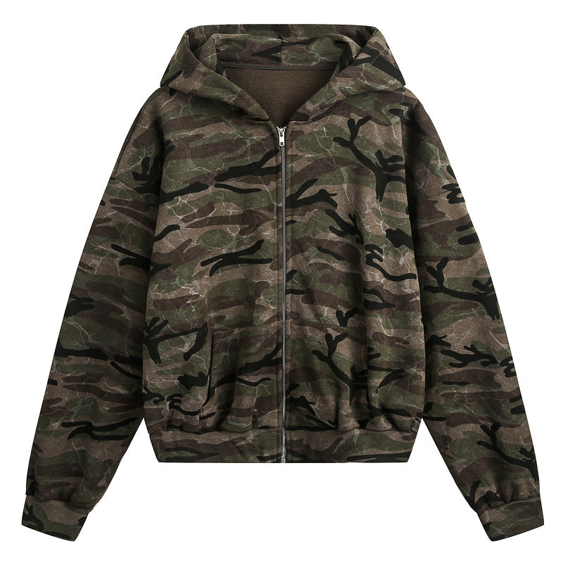 YAVIORA Camo Cropped Hoodie