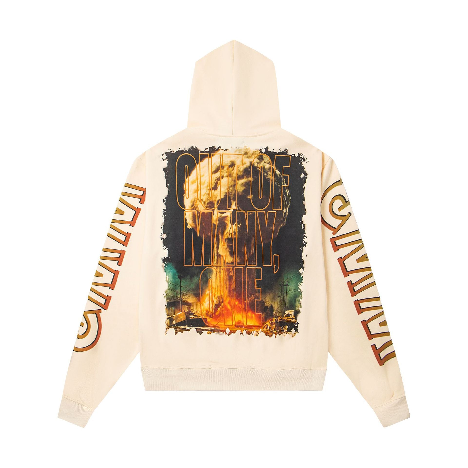 Vintage-Washed Pure Cotton Hip-Hop/Streetwear Hoodie with Print