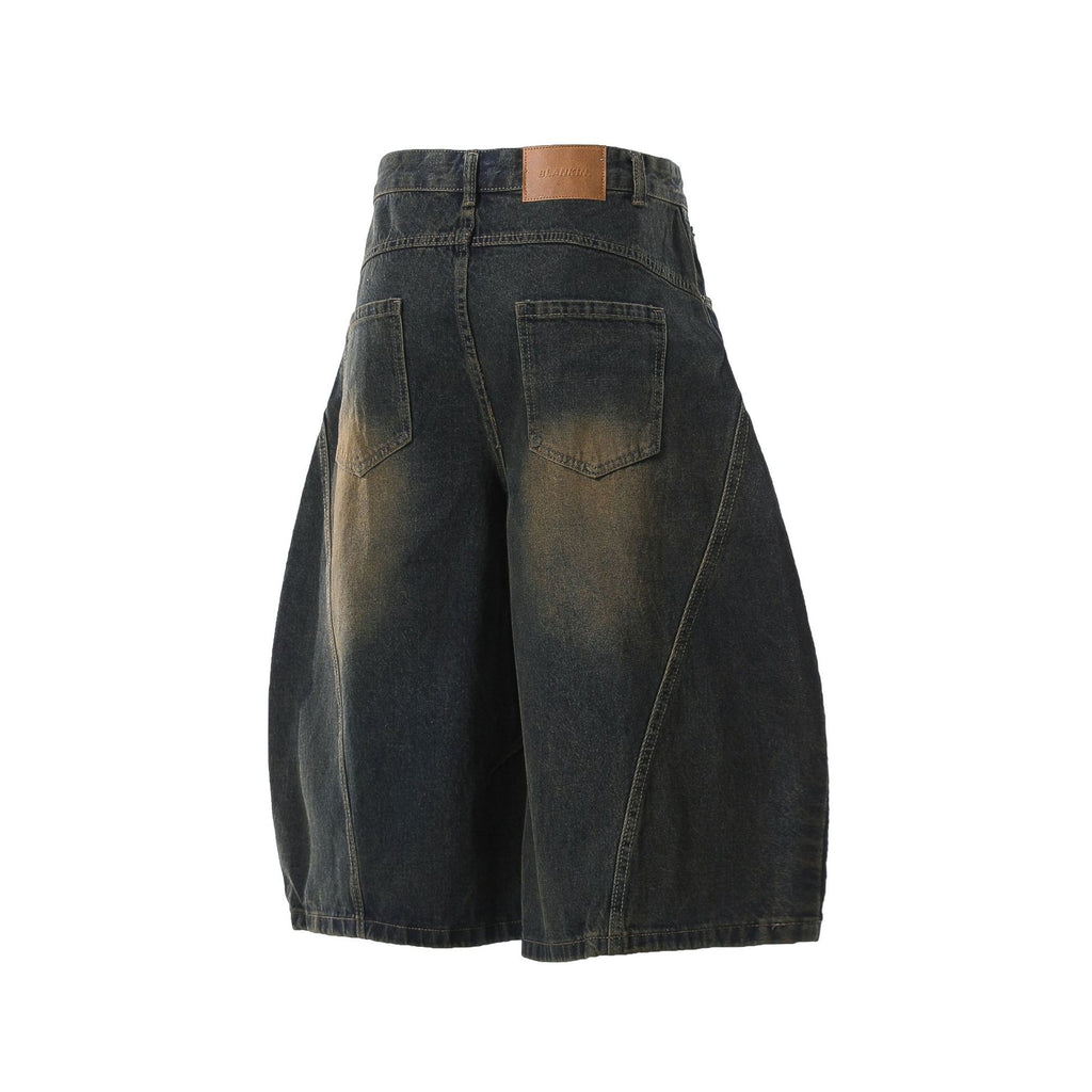 YAVIORA Vintage Washed Scimitar Fit Denim Shorts
