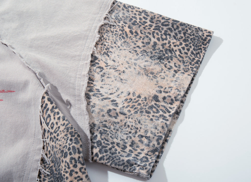 YAVIORA Leopard-Panel Cross Polo Shirt
