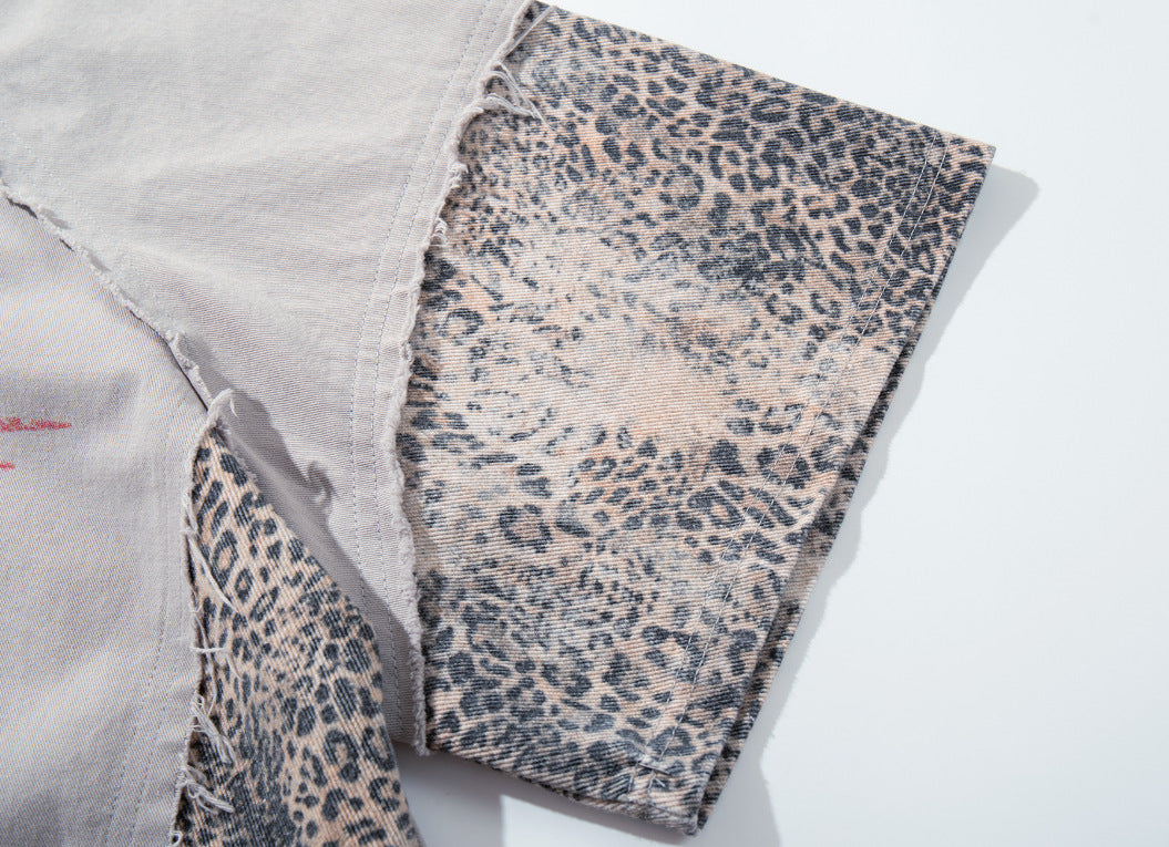 YAVIORA Leopard-Panel Cross Polo Shirt