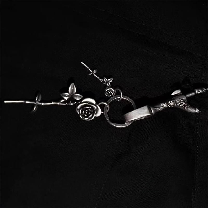 Gothic Rose Cross Keychain Charm