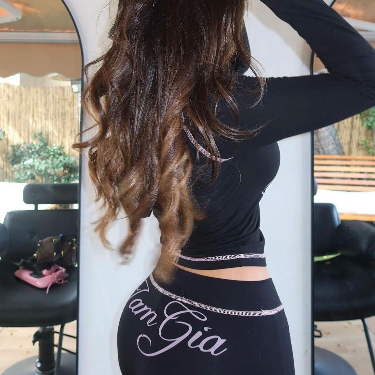 y2k hot girl letter print low-rise trousers two-piece set