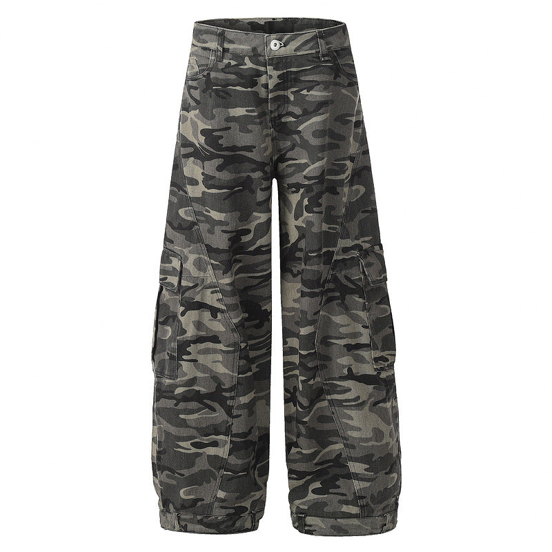Yaviora camouflage cargo wide-leg pants