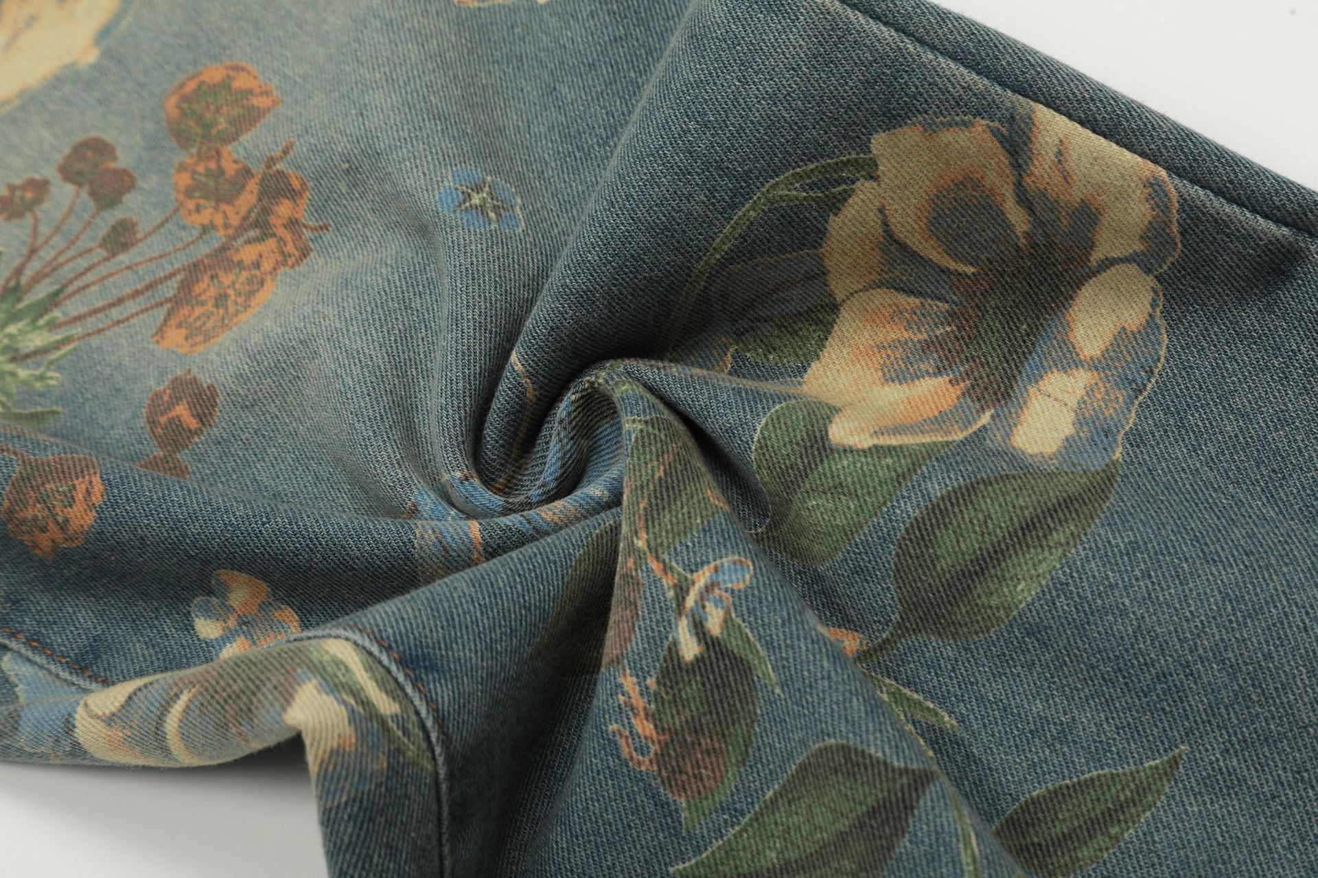 YAVIORA Retro Floral Print Jeans