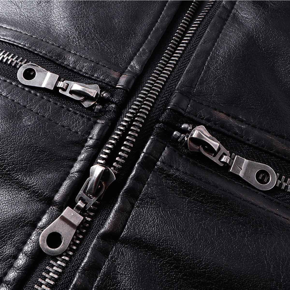 YAVIORA Riveted PU Leather Motorcycle Jacket