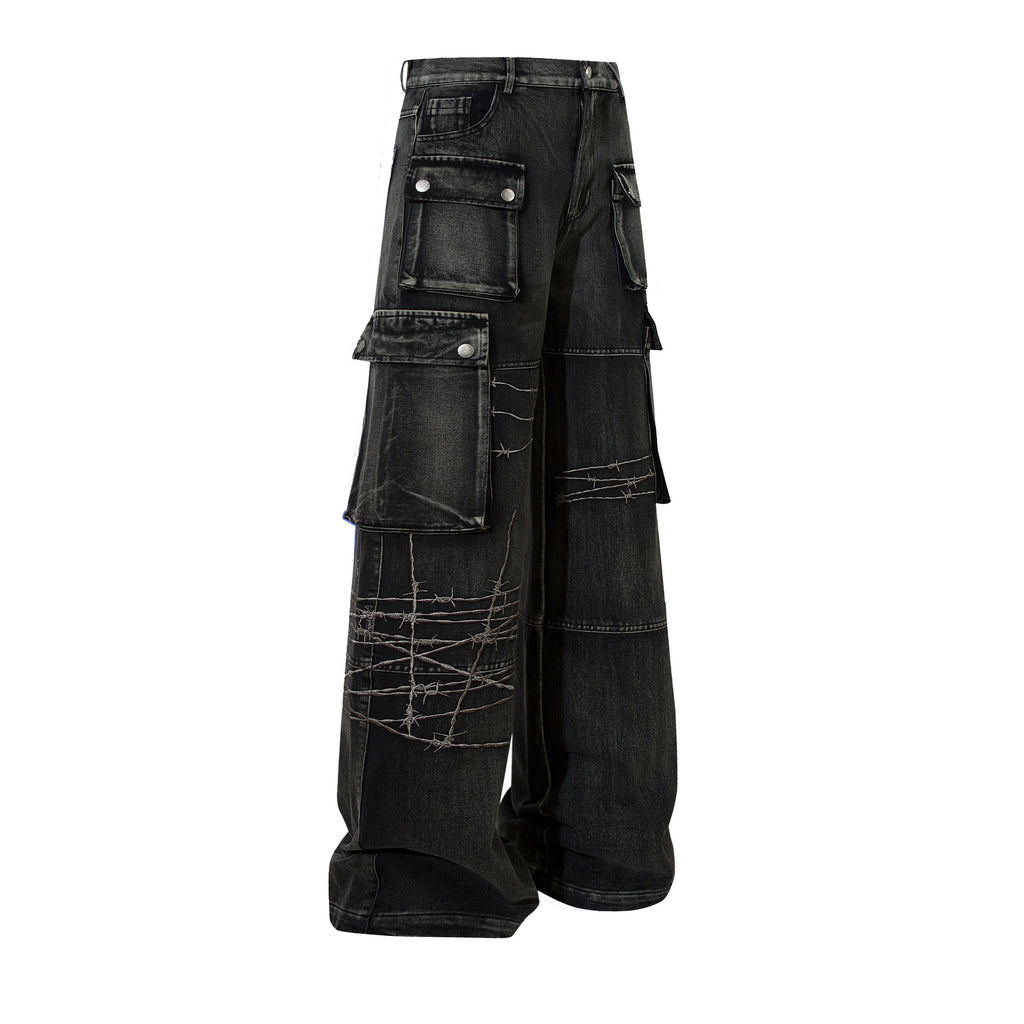 YAVIORA Multi-Pocket Workwear Denim Jeans