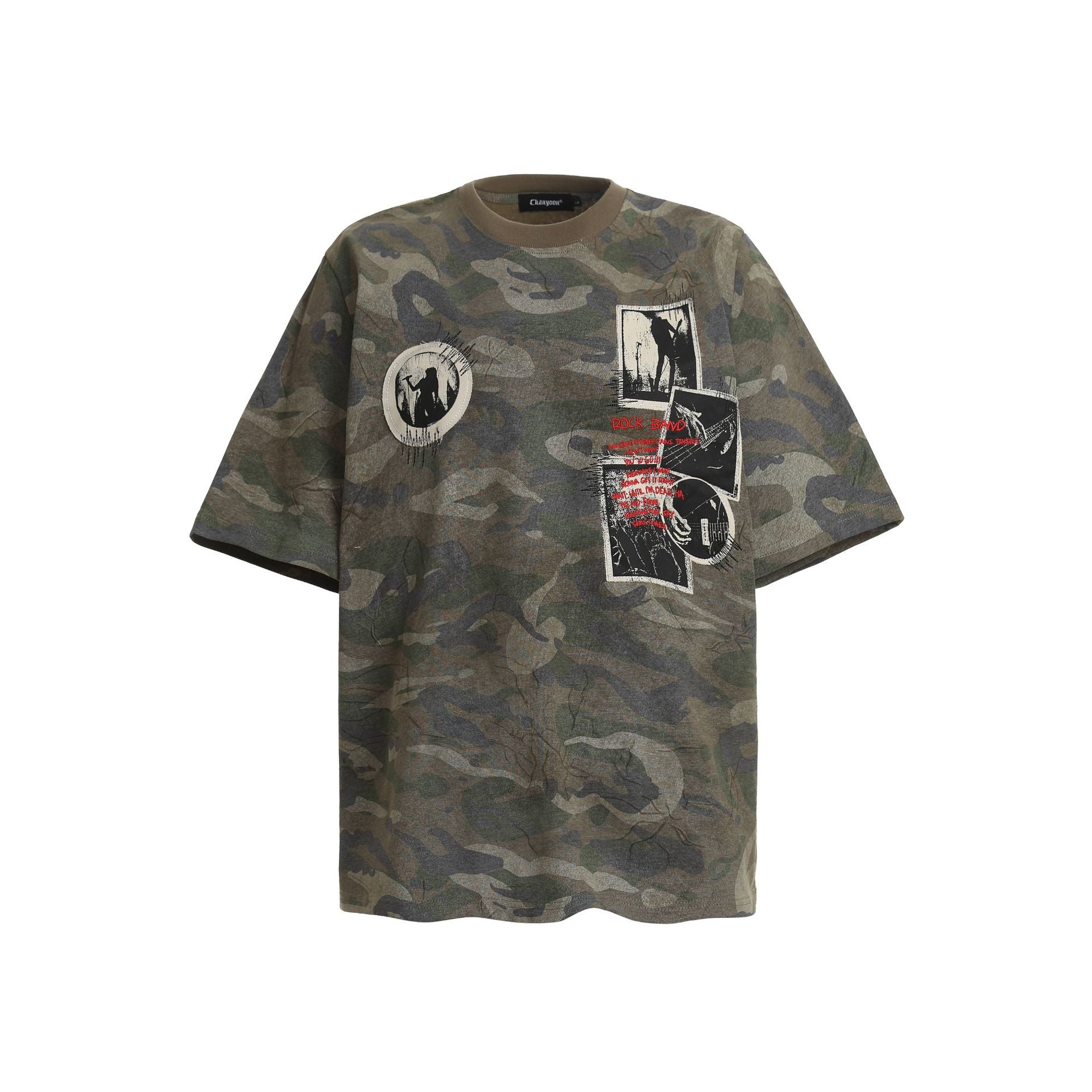 YAVIORA Vintage Camo Graphic T-Shirt
