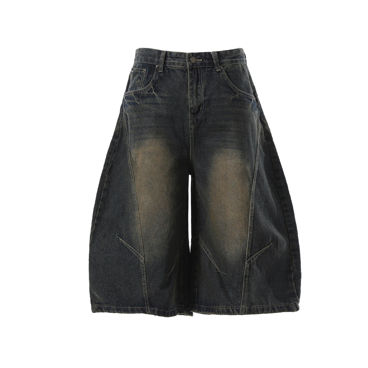 YAVIORA Vintage Washed Scimitar Fit Denim Shorts