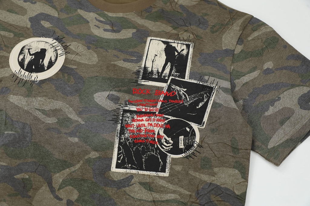 YAVIORA Vintage Camo Graphic T-Shirt