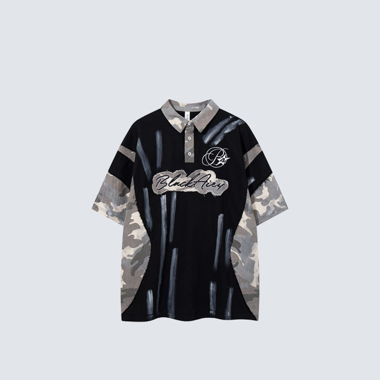 YAVIORA Paint Splatter Color Block T-Shirt