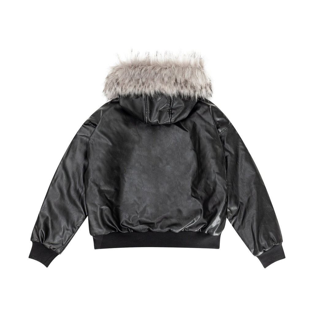 YAVIORA Fur Collar PU Jacket
