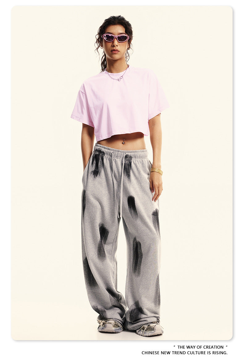 Yaviora Round Neck Crop Top Sexy Loose Short-Sleeve T-Shirt