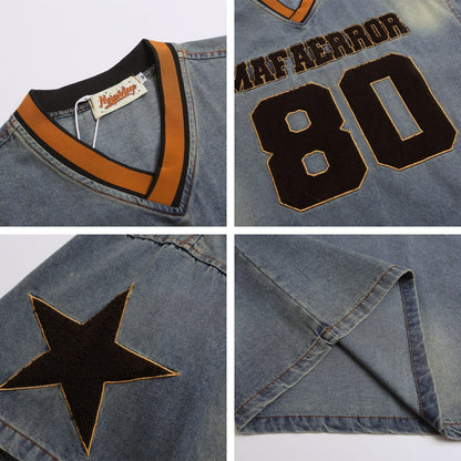 YAVIORA Besticktes Denim-T-Shirt