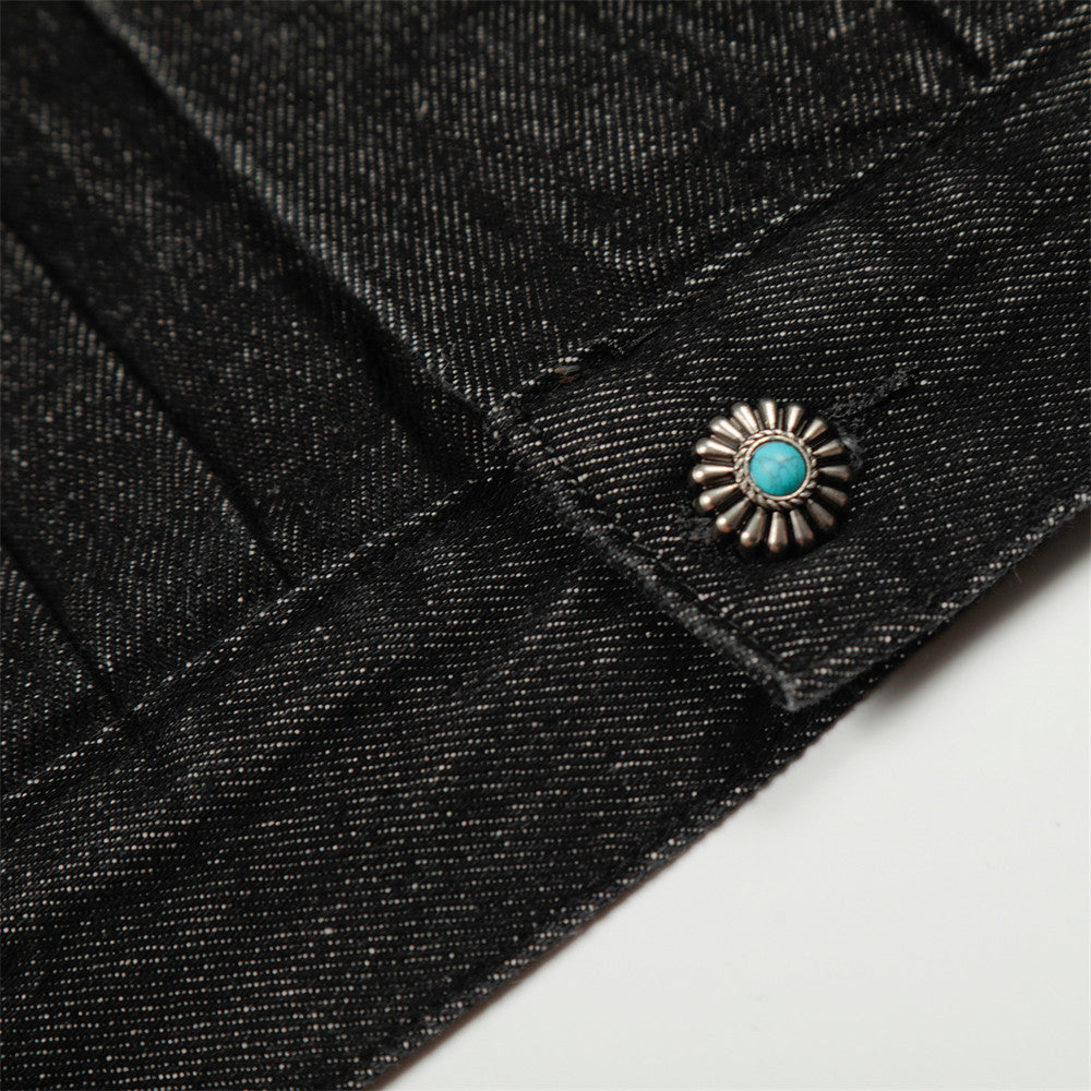 YAVIORA Pleated Denim Jacket