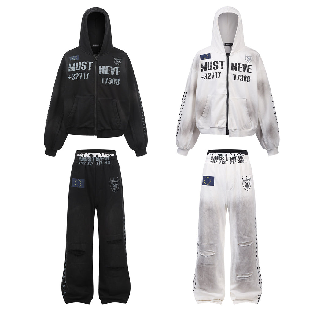 AVIORA Washed Ripped Drape Track Pants