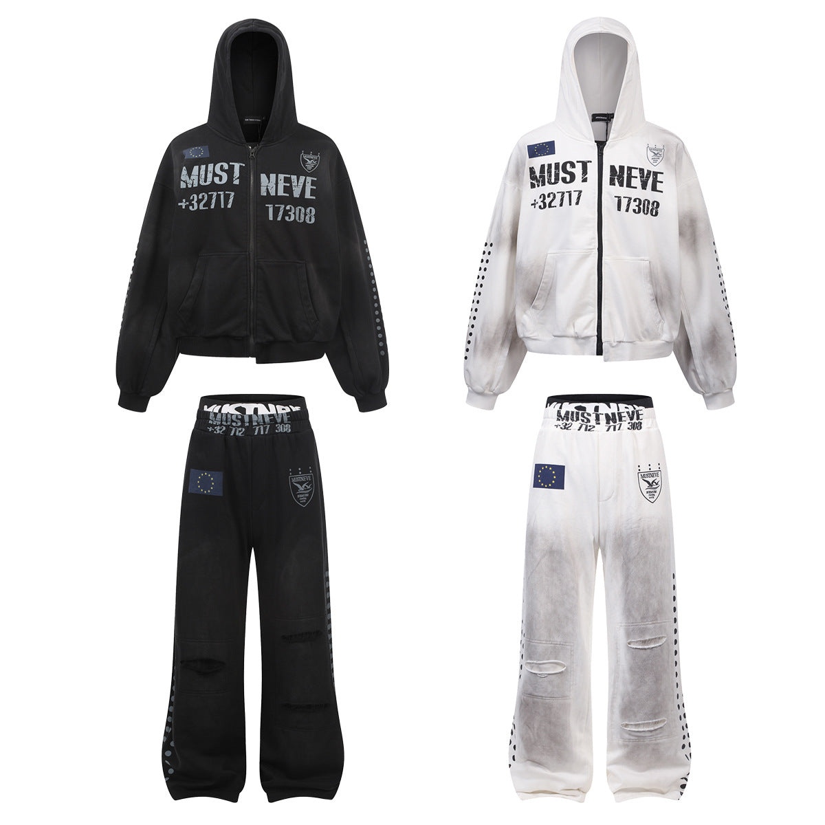 AVIORA Washed Ripped Drape Track Pants