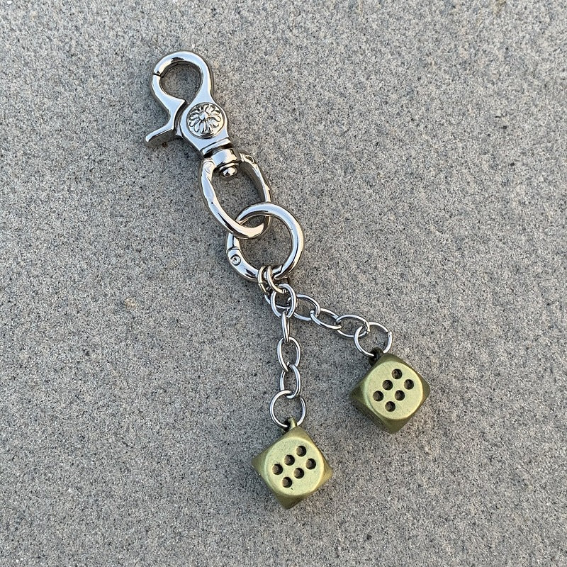 Retro floral heavy-duty keychain dice pendant