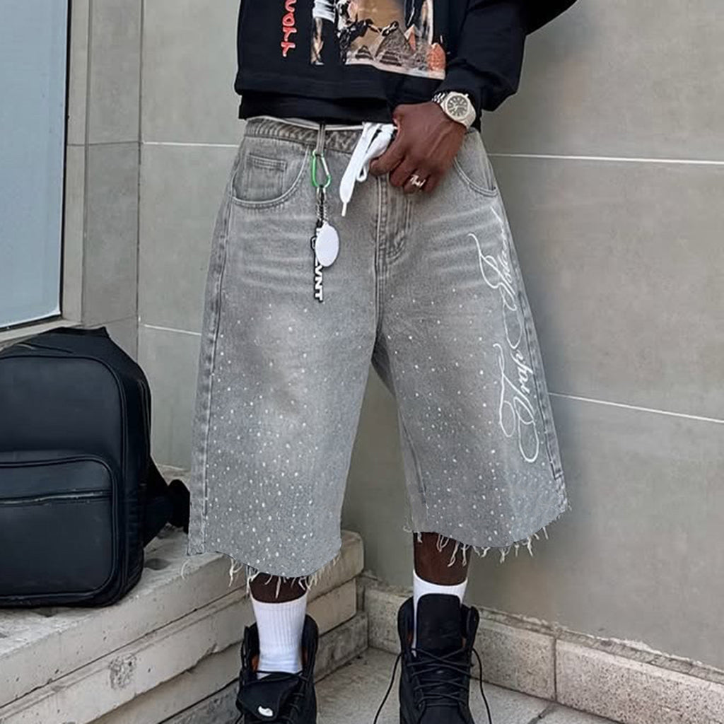 Y2K Straight Leg Wide Leg Distressed Loose Fit Capri Pants