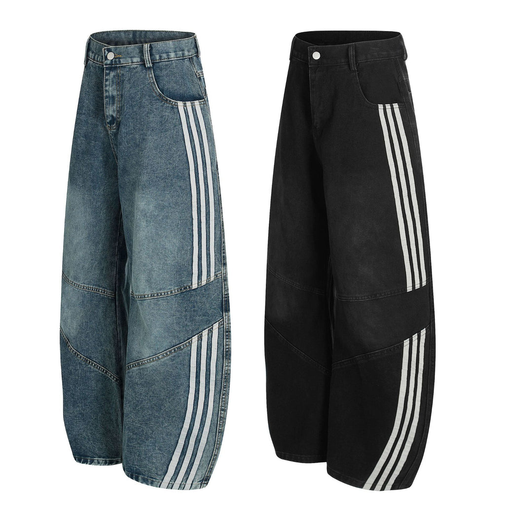 YAVIORA Deconstructed 3-Stripes Curved Wide Leg Pants