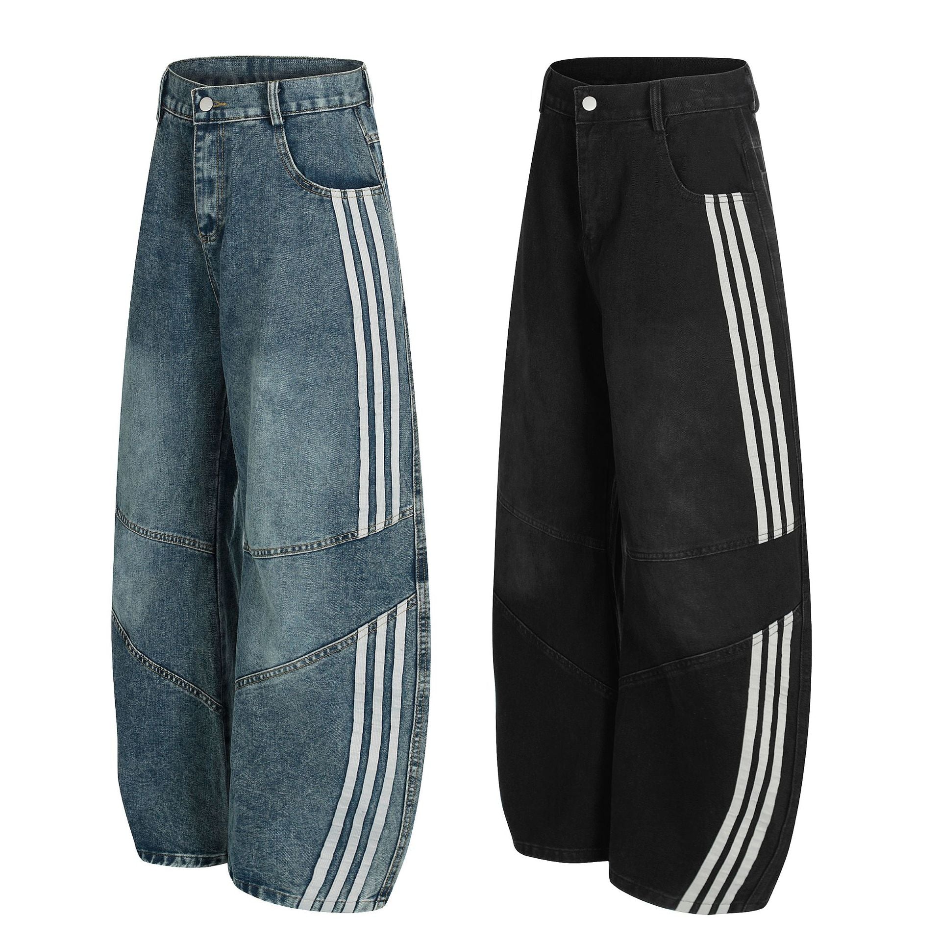 YAVIORA Deconstructed 3-Stripes Curved Wide Leg Pants