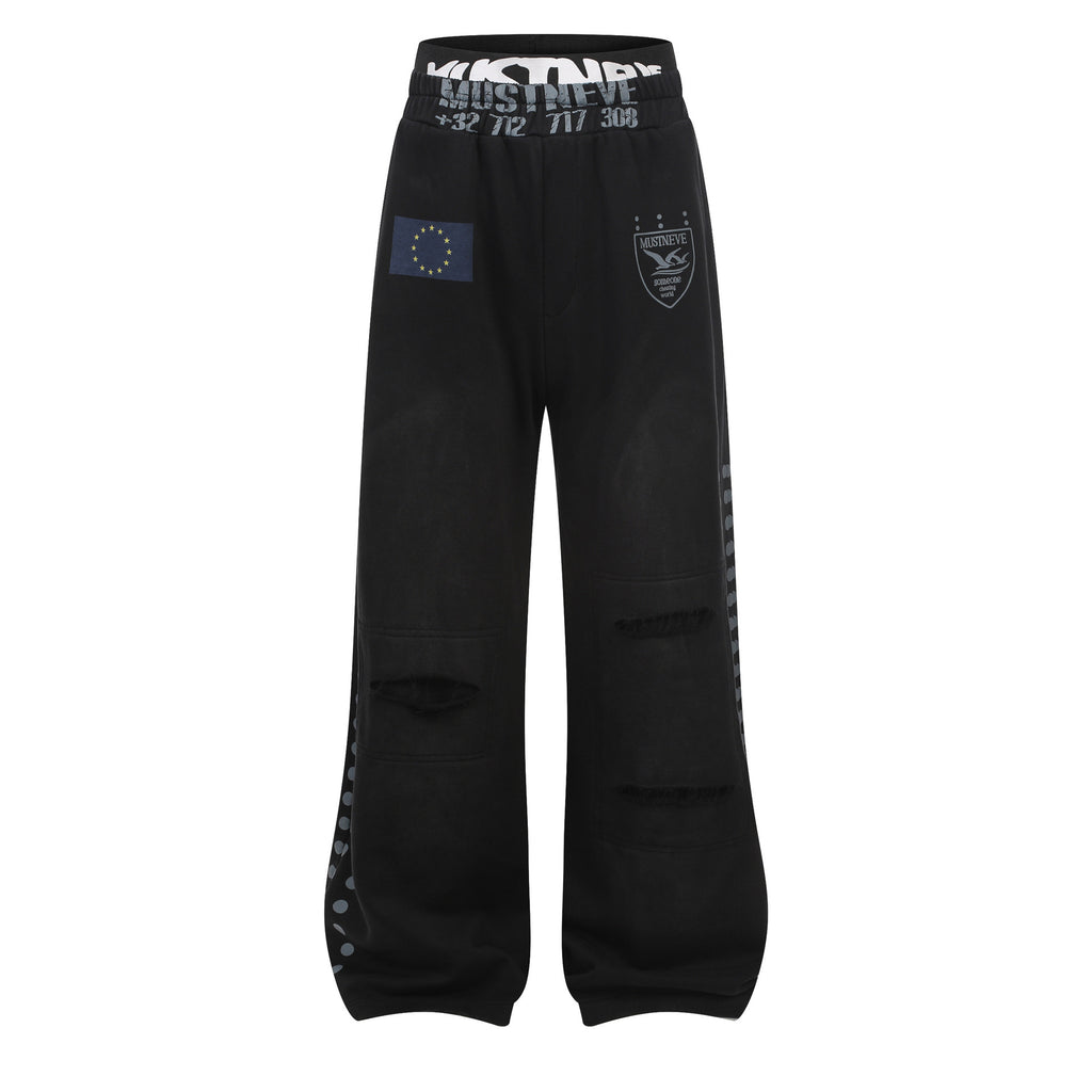 AVIORA Washed Ripped Drape Track Pants