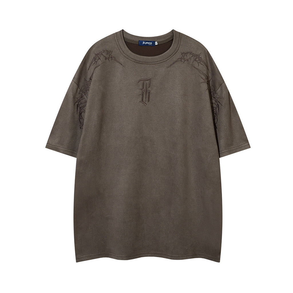 YAVIORA Besticktes Wildleder-T-Shirt