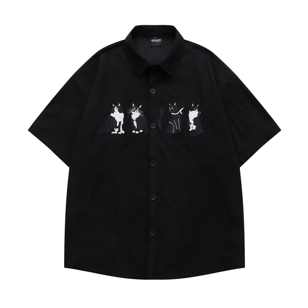 YAVIORA Cat Embroidered Shirt