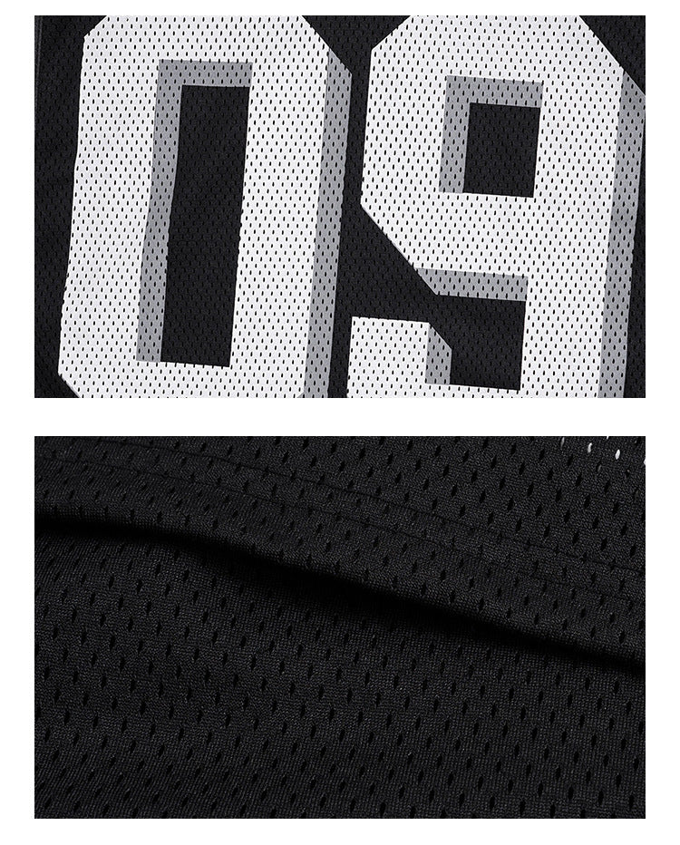 09 Letter print V-neck breathable short-sleeved jersey