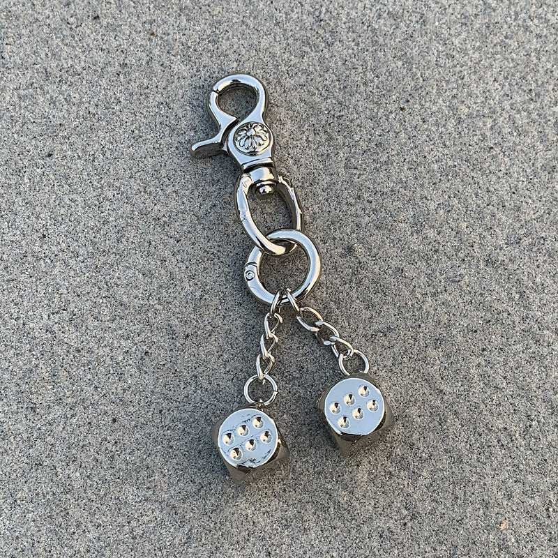 Retro floral heavy-duty keychain dice pendant