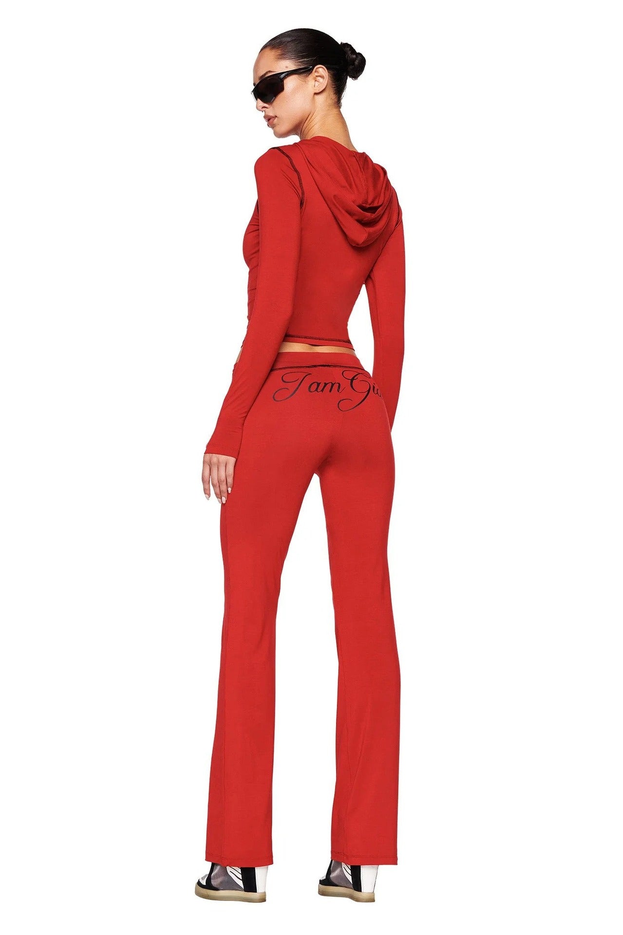 y2k hot girl letter print low-rise trousers two-piece set