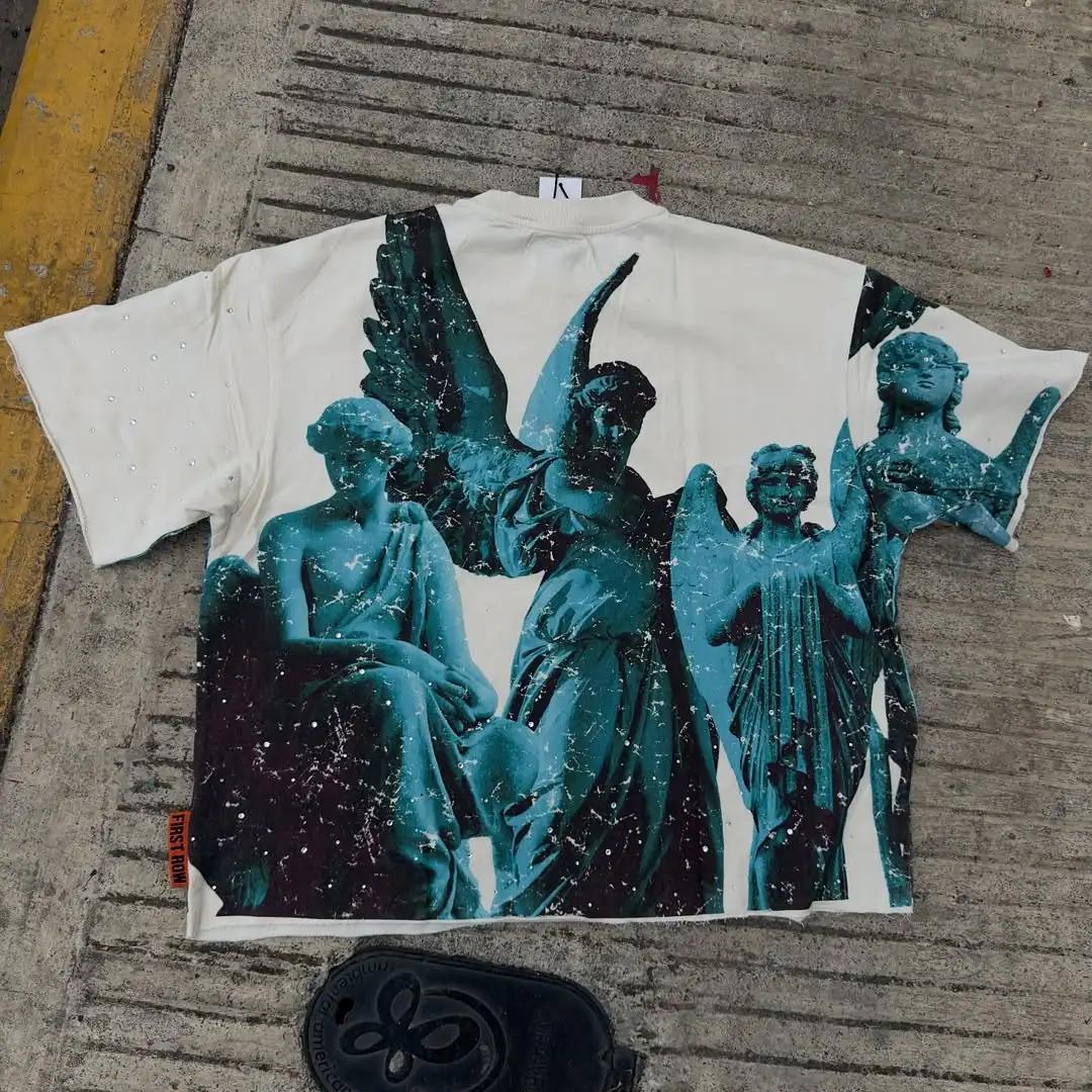 Y2K Greek statue print short-sleeved loose-fitting T-shirt
