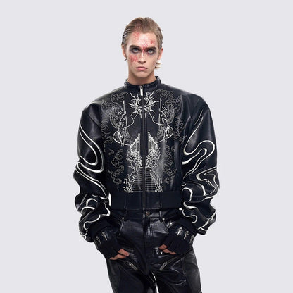 YAVIORA Lederjacke im Gothic-Stil