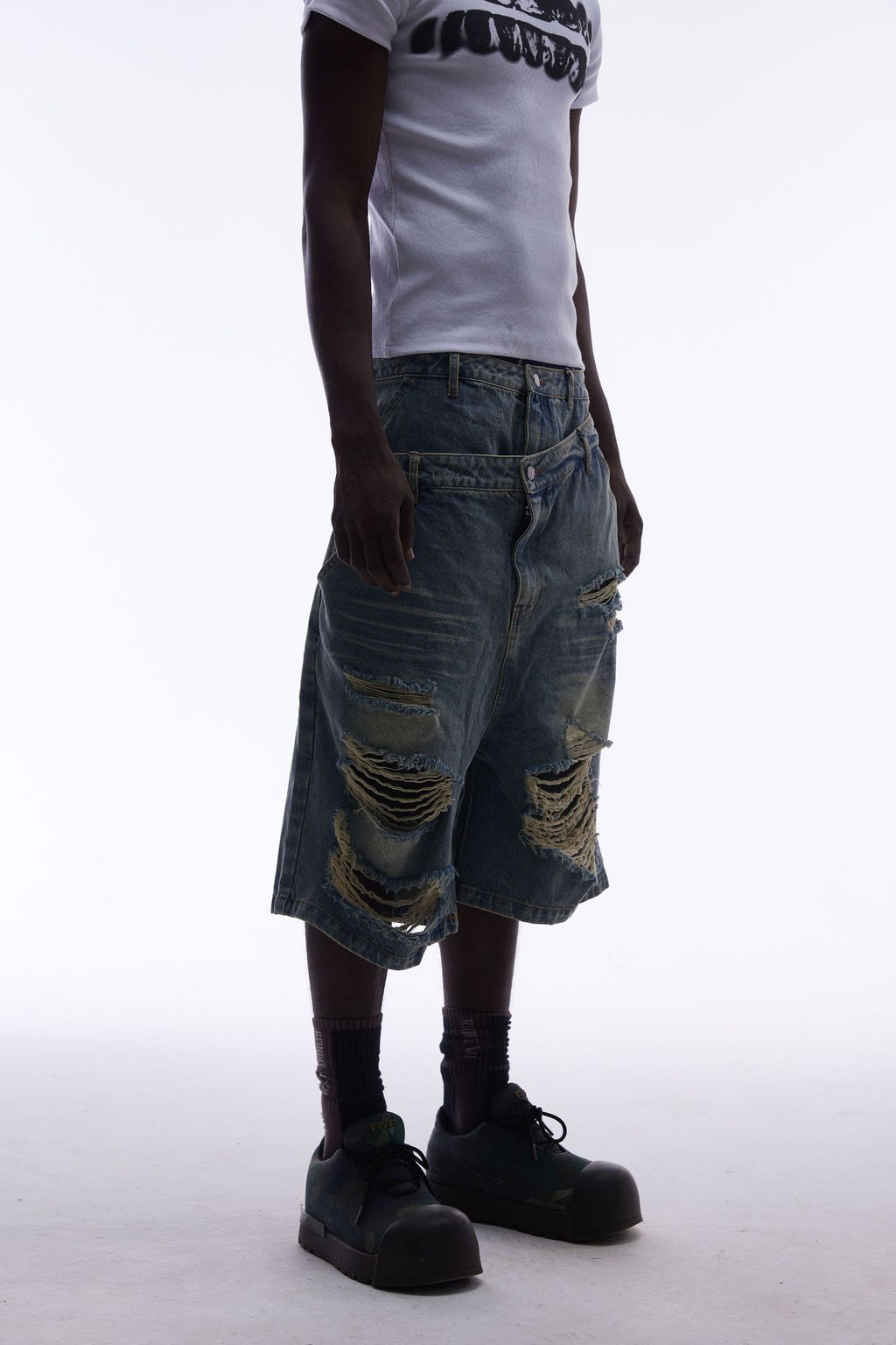 YAVIORA Ripped and Distressed Denim Shorts